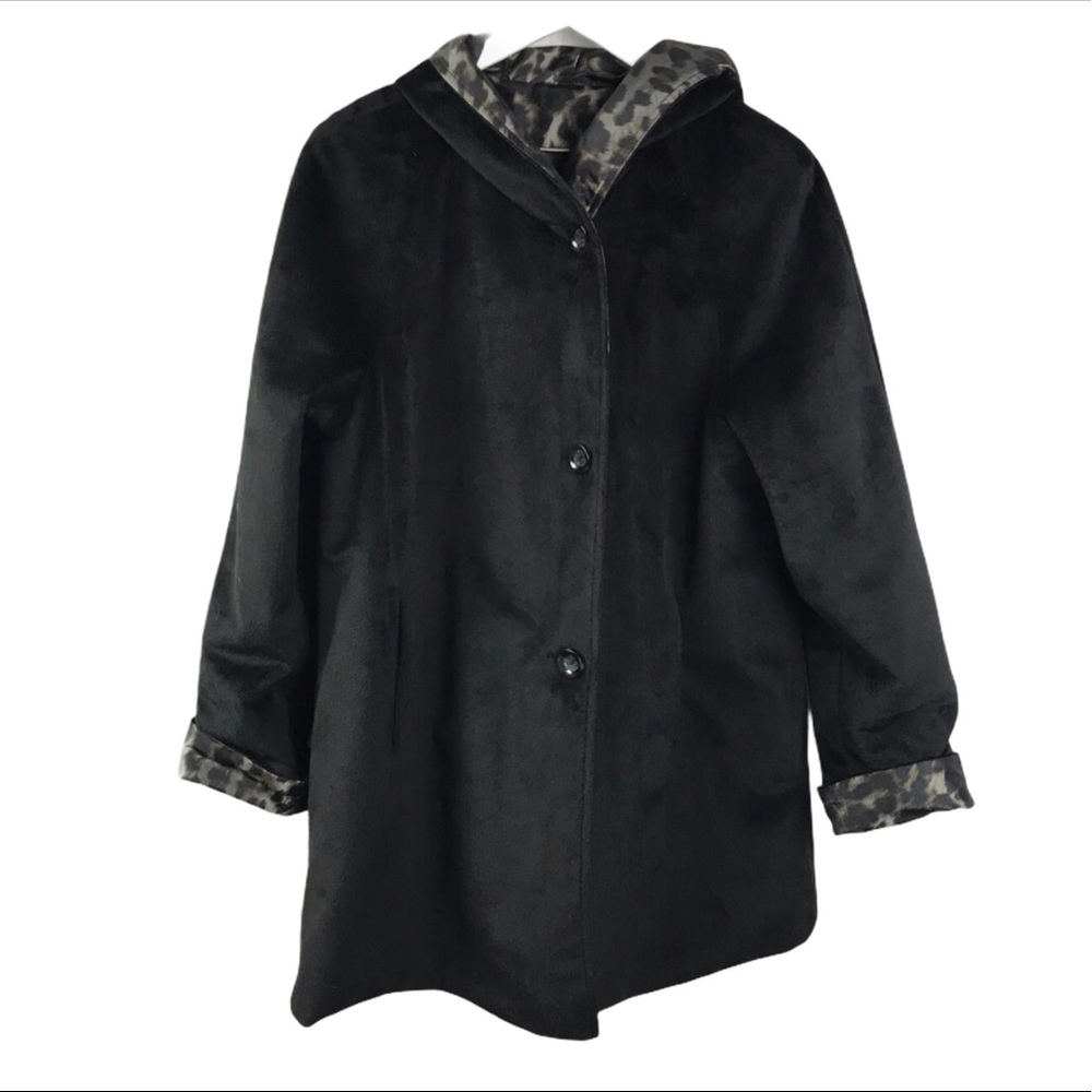 Dennis Basso Reversible Leopard Fleece Coat